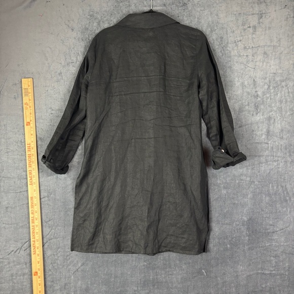 Eileen Fisher 100% Linen Black Button-up Tunic Sz XS - Picture 2 of 9